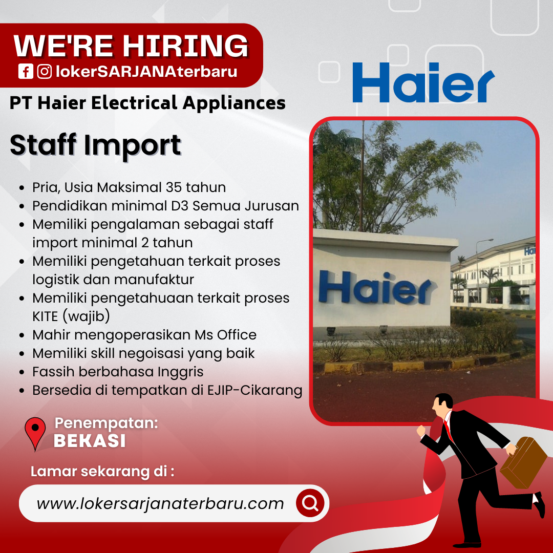 Lowongan Kerja D3/S1 PT Haier Electrical Appliances Indonesia Staff
